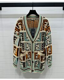 Fendi Women's Jacquard Knit Cardigan Green