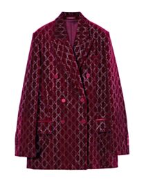 Gucci Women's Embroidered Cotton Velvet Jacket Red