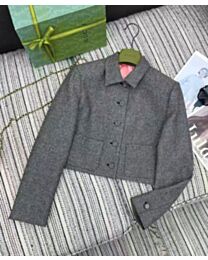 Gucci Women's Cropped Wool Jacket Gray