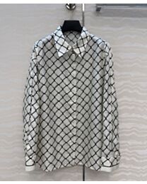 Gucci Women's Silk Shirt With A Horsebit Pattern Cream