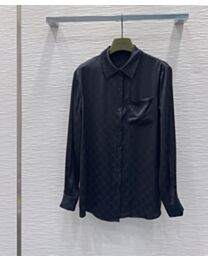 Gucci Women's GG Silk Jacquard Shirt Black