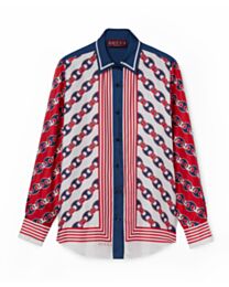 Gucci Women's Twill Silk Print Shirt Red