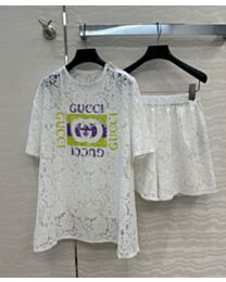 Gucci Women's Cotton Lace With Print Suit White