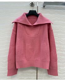Hermes Women's Letter Jacquard Sweater Peachblow