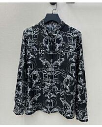 Hermes Women's Printed Silk Shirt Black