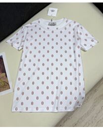 Hermes Women's All-Over Greek Letter Print Short-Sleeve T-Shirt White