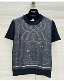 Hermes Palefroi Remix Short-Sleeve Twillaine Sweater