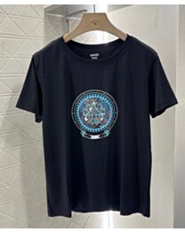 Hermes Women's Printed Straight T-Shirt Black