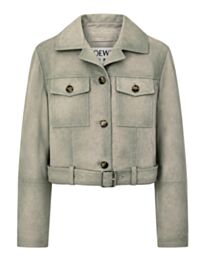 Loewe Women's Gathered Suede Jacket Green