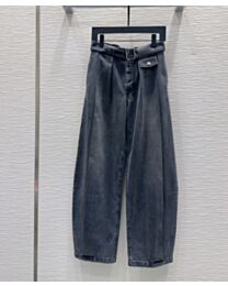 Loewe Women's Retro Washed Wide-Leg Jeans Gray