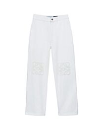 Loewe Women's Embroidered Loose-Fit Jeans White