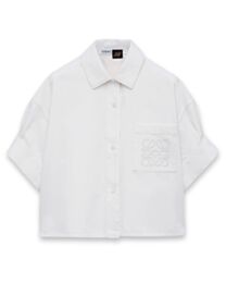 Loewe Women's Short Sleeve Shirt In Denim White