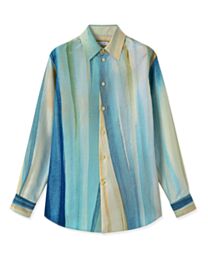 Loro Piana Women's Abstract Print Silk Shirt Green