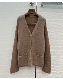 Loro Piana Wool Blend Cardigan Coffee