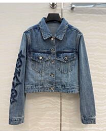 Louis Vuitton Women's Monogram Embroidered Denim Jacket Blue