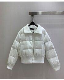Louis Vuitton Women's Slim-Fit Leather Patchwork Warm Coat White