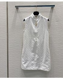 Louis Vuitton Women's Printed Stand Collar Dress White