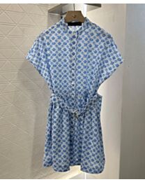 Louis Vuitton Women's Porcelain Flower Print Dress Blue
