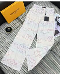 Louis Vuitton Women's Colorful Pattern Jacquard Jeans Pink