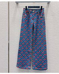 Louis Vuitton Women's Cherry Lettering Jacquard Jeans Blue