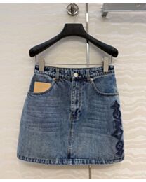 Louis Vuitton Women's Signature Sequin Denim Mini Skirt Blue