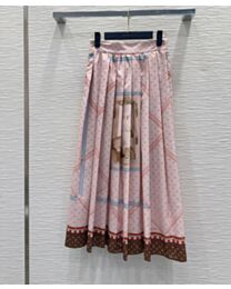 Louis Vuitton Women's Trunk Print Silk Skirt Pink