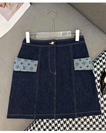 Louis Vuitton Women's Printed Patchwork Pocket Skirt Blue