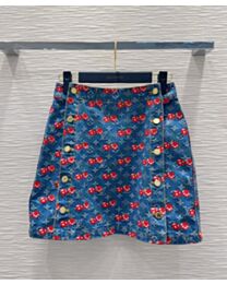 Louis Vuitton Women's Folded Denim Mini Skirt Blue