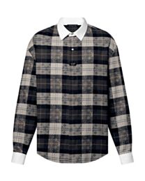 Louis Vuitton Women's Color Block Collar Flannel Polo Shirt Dark Coffee