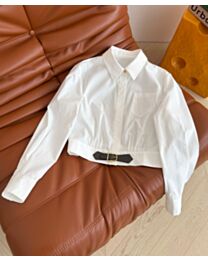 Louis Vuitton Women's Elisabetta Franchi Cotton Poplin Cropped Shirt White