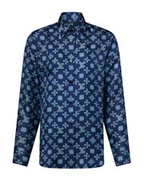 Louis Vuitton Women's Nouveau Monogram Silk Shirt Blue