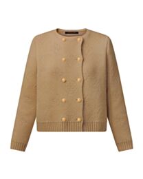 Louis Vuitton Women's Flight Mode Series Floral Hollow Knit Jacket Apricot