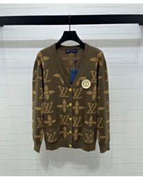 Louis Vuitton Women's Monogram Pattern Cardigan Coffee