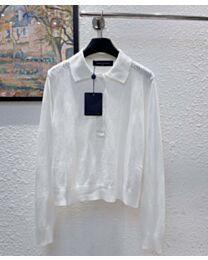 Louis Vuitton Women's Open-Knit Polo Shirt White