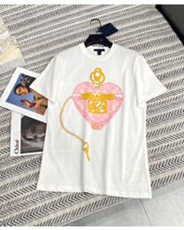Louis Vuitton Women's T-Shirt With A Pink Heart Graphic White