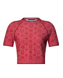 Louis Vuitton Women's Monogram Tweed-Effect Knit Top Red