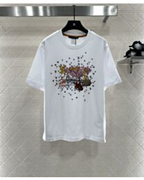 Louis Vuitton Arrivals Round-Neck Embroidered Short Sleeves White