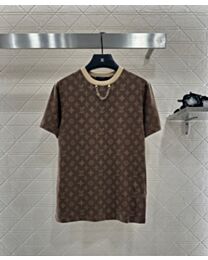Louis Vuitton Women's Round Neck Printed Chain Coffee