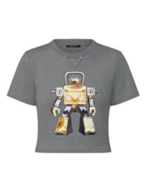 Louis Vuitton Women's Robot Pattern Cropped Top Grey