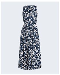 Max Mara Women's Carol Polka-Dot Sleeveless Pleated Midi Dress Blue