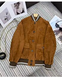 Miu Miu Women's Suede Blouson Jacket Coffee