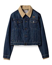 Miu Miu Women's Checked Twill Blouson Jacket Blue
