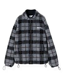 Miu Miu Women's Checked Teddy Zipper Jacket Gray