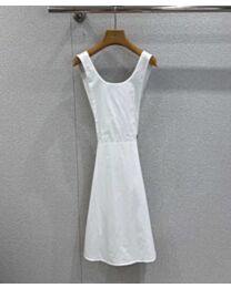 Miu Miu Women's Pure Cotton Poplin Composite Vest Dress White