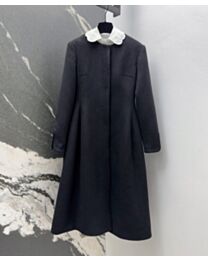 Miu Miu Women's Patchwork Neckline Pleated Dressv Black