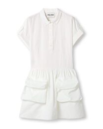 Miu Miu Women's Slubbed Poplin Dress White