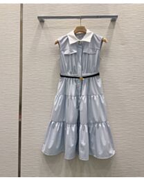Miu Miu Women's Striped Tiered Dress Blue
