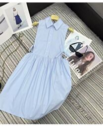 Miu Miu Women's Vestido Con Delantal De Estilo Frances Ropa De Blue