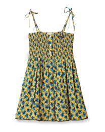 Miu Miu Women's Floral Print Spaghetti Strap Mini Dress Yellow