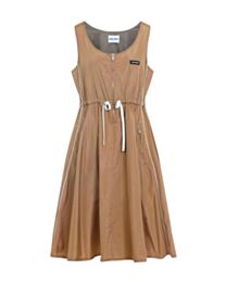 Miu Miu Drawstring Waist Midi Dress Coffee